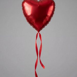 Гелевый фольгированный шар в форме сердца (1 шт.)